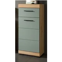 Inn.Furn Badkommode Shawn (Badschrank in Salbei und Artisan Eiche, 37 x 88 cm), mit Vollauszug