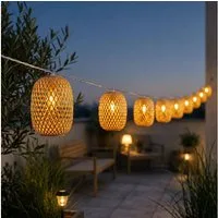 GLOBO LIGHTING LED Dekolicht, LED-Leuchtmittel fest verbaut, Warmweiß, Lichterkette Solarlampe Außenleuchte 8x LED Lampion natur Gartendeko