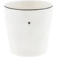 Bastion Collections Tasse Bastion Collections Becher Tasse 250ml Keramik Weiß Rand Schwarz, Keramik
