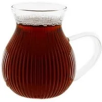 Mulex Teeglas Style Teegläser mit Henkel - 6-teiliges Set, Relief-Design, 200 ml, 6-tlg., Glas