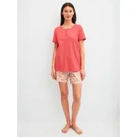 CALIDA Shorty Flower Nights (2 tlg) mit Rundhalsausschnitt, Kurzarm und geblümten Shorts
