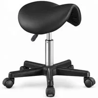 SONGMICS Arbeitshocker Sattelhocker, Höhenverstellbar, 360° Drehbar, bis 150 kg, für Büro, Ergonomischer Arbeitsstuhl aus PU-Leder, 56 x 56 x 45-61 cm