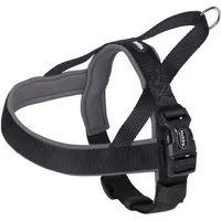 Nobby Hunde-Geschirr Norwegergeschirr "Classic Preno", schwarz/grau, S-M, Nylon-Neopren, Bauchriemen stufenlos verstellbar