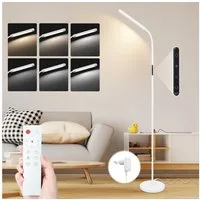 ZMH LED Stehlampe Wohnzimmer Dimmbar Schwarz/Weiß Stehlampe 11W 360° Flexibler Sofa, Augenschutz, Einfache Installtion, LED fest integriert, 3000-6500K, 5 Farben &5 Helligkeitsstufen Schwanenhals Leselampe
