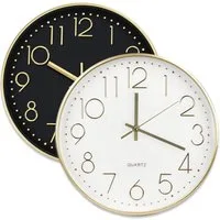 mixed24 Wanduhr 30cm moderne Wanduhr geräuscharm ohne Tickgeräusche Weiß Gold Schwarz (analog rund)