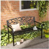 Outsunny Gartenbank Armlehne, wetterfeste Sitzbank, 2 Sitzer (Balkonbank, 1-St., Parkbank mit Rückenlehne), bis 250 kg Belastbar für Balkon, Terrasse