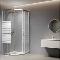 welltime Runddusche New Trento mit Streifendekor, BxT: 90x90 cm, Einscheibensicherheitsglas, Extrahohe 195cm, 6mm ESG, verbessertes Rollensystem, Streifendekor