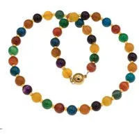 Bella Carina Perlenkette Kette mit 8 mm Achat Perlen bunt, Edelstahl Magnetverschluss