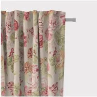 SCHÖNER LEBEN. Vorhang SCHÖNER LEBEN. Vorhang Blumen Rosen beige grün rot 245cm, Smokband, blickdicht, Baumwolle, handmade