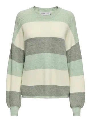 ONLY - ONLATIA L/S STRIPE PULLOV KNT NOOS Silt Green - Gr. - S