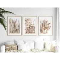 JUSTGOODMOOD Poster Pampasgras Beige Blätter Wandbilder Wohnzimmer Schlafzimmer Deko Print, G (1 St)