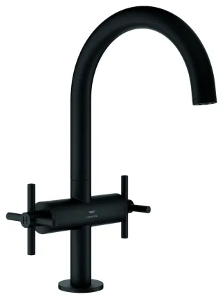 GROHE Waschtisch-Einlochbatterie Atrio 21144, DN15 L-Size Kreuz-Griff phantom black, 21144KF0 21144KF0