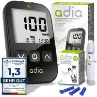 ADIA Blutzuckermessgerät adia Blutzuckermessgerät - Starter Set inkl. 60 Teststreifen - mg/dl
