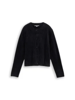 Denim Tom Tailor - Cardigan aus Federgarn deep black - Gr. - XS