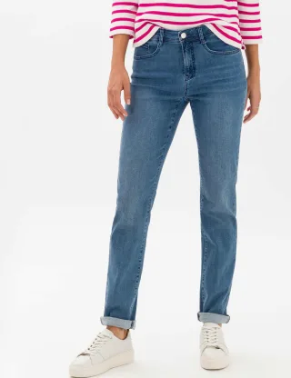 Brax Damen Five-Pocket-Hose Style MARY USED STONE BLUE, denim blau, Gr. 46L