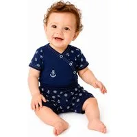 La Bortini Body & Shorts Wickelbody Shorts Baby Anzug Set Body Sommer Set mit Anker aus Baumwolle, neutral 44 50 56 62 68 74 80 86 92 98 104 110
