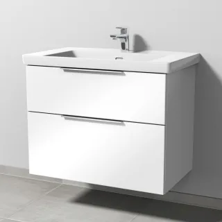 Sanipa 3way Waschtischunterbau zu Villeroy & Boch Subway 3.0 Waschtisch mit 2 Auszügen, Weiß-Glanz UF84878