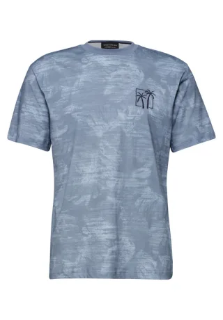 Street One - T-Shirt mit Allover-Print und Embroidery blau - Gr. - XL