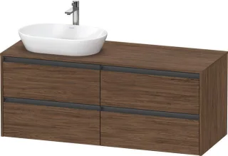 Duravit Ketho.2 Konsolenwaschtischunterbau wandhängend Nussbaum dunkel Matt 1400x550x568 mm - K24898 K24898L21210000