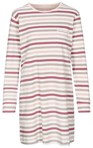 IN LINEA - Da.-Sleepshirt Feininterlock ecru stripe - Gr. - 46