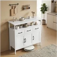 HOMCOM Sideboard Aufbewahrungsschrank für Wohnzimmer (Kommode, 1 St., Küchenschrank), Großer Stauraum mit verstellbaren Regalen