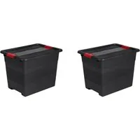 keeeper Transportbehälter eckhart, (Set, 2-St), je 24 Liter, mit Deckel, Schiebeverschluss, extra stabil