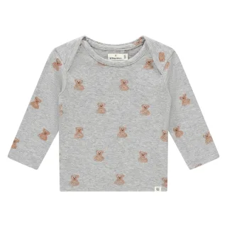 Babyface Baby T-Shirt Long Sleeve - Light Grey Melange and Bear - Gr.50