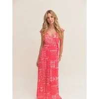 ANNIS Fashion & Accessoires Maxikleid "CORAL SUNSET" v. Jaase (1-tlg) Sommerliches Wickelkleid mit Rückenausschnitt, Viskose
