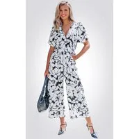 Cupshe Jumpsuit Sommerlicher Jumpsuit mit Blumenmuster und V-Ausschnitt