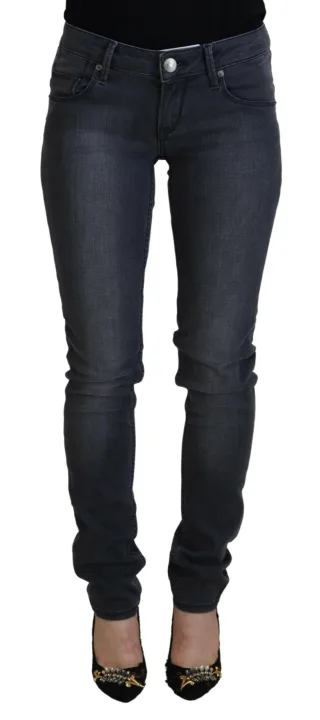 Acht Graue Baumwolle Skinny Niedrigbund Damen Freizeit Denim Damen Jeans