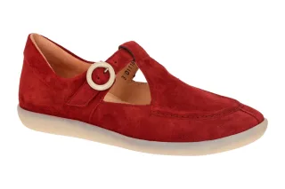 Think 1116 Damen Mary Jane Ballerina in Rot - melograno mit Klettverschluss