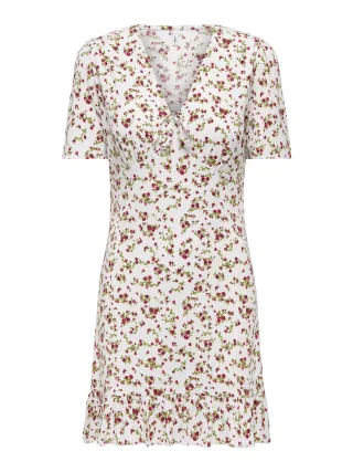 ONLY - ONLMOLLY S/S V-NECK DRESS JRS Cloud Dancer - Gr. - XS