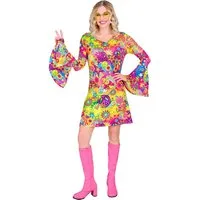 Widmann S.r.l. Kostüm Retro Damen Kleid 'Peace & Love', Mehrfarbig - Ko