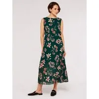 Apricot Midikleid Florales Plisseekleid beidseitig tragbar