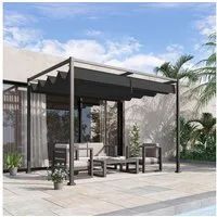 Outsunny Pergola mit Schiebedach, (Pavillon, 1-tlg., Terrassenüberdachung), für Garten, Balkon, Schwarz
