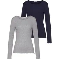 Flashlights Langarmshirt (2er-Pack) sehr figurbetonter Schnitt, Feinrippstoff aus 100% Baumwolle