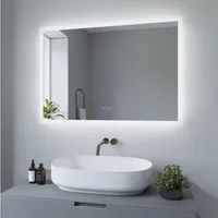 AQUABATOS Badspiegel Bad Spiegel mit LED Beleuchtung Badezimmerspiegel mit Licht (Badspiegel LED Lichtspiegel 140x70cm 100x70cm 2 Lichtfarben Touch Sensor, Wandschalter, Speicher, Dimmbar, Spiegelheizung), Kaltweiß, Warmweiß, Antibeschlag, Energiespa