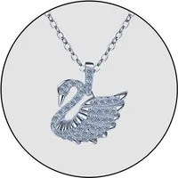 GOLDKLEIN Edelstahlkette Edelstahl Schwan Zirkonia Schmuck Halskette, Damen, inkl. Geschenkbox