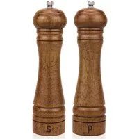 SURFOU Salzmühle Salz-/Pfeffermühle - 2er Set, Gewürzmühlen, Streuer, Mühlenset Holz manuell, (2 Stück), Fassungsvermögen 3 oz, Nachfüllbar, mit S/P-Beschriftung