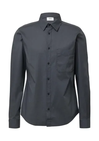 s.Oliver Red Label - Slim Fit: Gemustertes Hemd mit Kentkragen grau - Gr. - M
