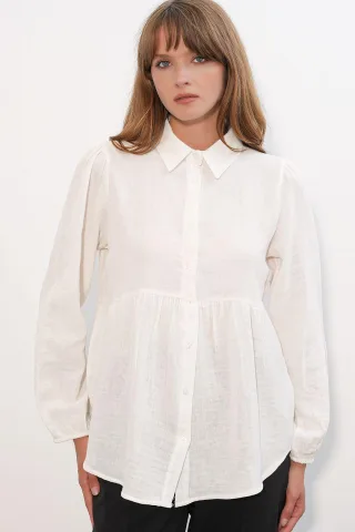 Oversized Baumwoll Langarmhemd