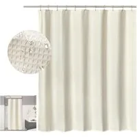 OKWISH Duschvorhang Badezimmer Vorhang Badewannenvorhang Dusche Breite 180 cm (180x180 cm Wasserabweisend Anti-schimmel Waschbar 12 Duschvorhangringe, Vorhänge aus Stoff), für Badezimmer Haus Hotel Wohnung Wohnmobil Wohnheim