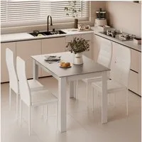 Mondeer Essgruppe Esszimmergruppe (Set, 5-tlg), Spanplatte & Lederimitat, Zweifarbig, Ergonomisch 138 x 90cm