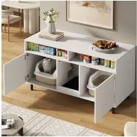 BlingBin Tierhaus Katzenkloschrank Katzenstreuwanne-Schrank mit Sandauffangmatte, Haustier-Schrank mit Ablage, Haustier-Sideboard, Ohne Katzenstreuwanne