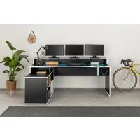FORTE Gamingtisch Tezaur, mit RGB-Beleuchtung, Breite 200 cm, Eckschreibtisch