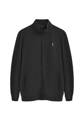 Sweatshirt schwarz mit hohem Kragen, Reißverschluss und Rigby Go-Logo