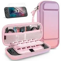 Fintie Nintendo-Schutzhülle Tasche mit 2 Panzerglas für Nintendo Switch 2(2025), 2-in-1 Zubehörset, mit 2 Stücke Schutzfolie, 1 Tragetasche mit großem Fassungsvermögen