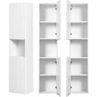 Lomadox Hochschrank NEWPORT-56-WHITE Badschrank, weiß mit gerillter Front, grifflos, ca. 30/140/30cm