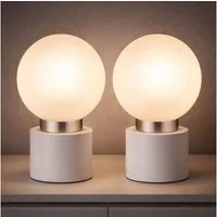 GLOBO LIGHTING Tischleuchte, Leuchtmittel nicht inklusive, 2x Tischleuchte Schlafzimmerleuchte Beistelllampe Nickel