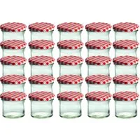 MamboCat Einmachglas CAPCRO 25er Set Sturzglas 125 ml Marmeladenglas rot karierter Deckel, Glas